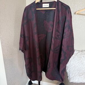 Cleobella Women's One Sz Sevigny Capelet Poncho Cape Sweater Rachel Zoe Burgundy
